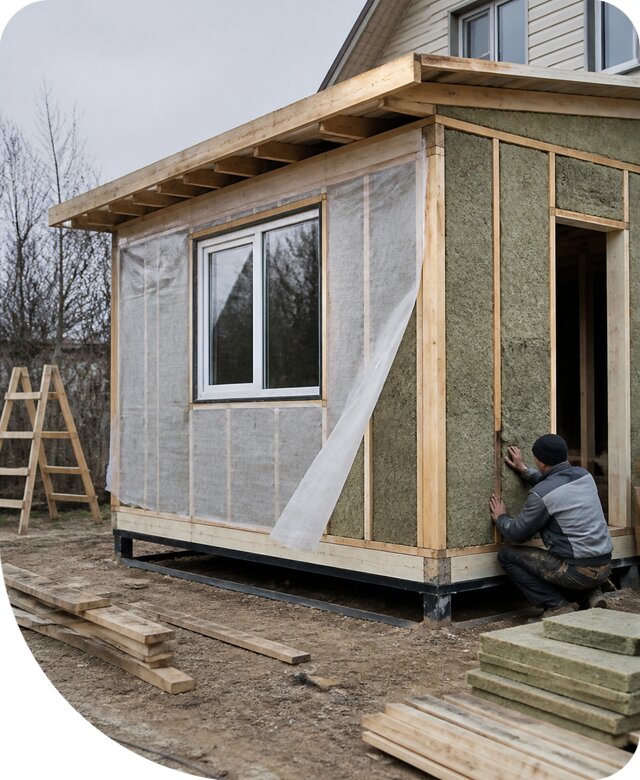 Утепленная пристройка к дому под ключ с монтажом в Дзержинском