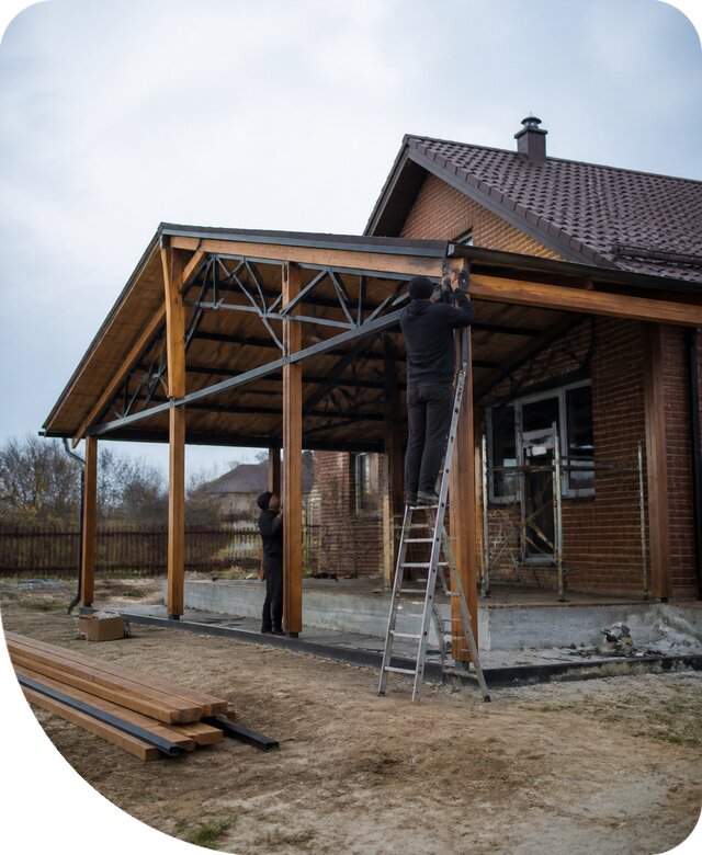Пристройка навеса к дому и участку в Дзержинском под ключ